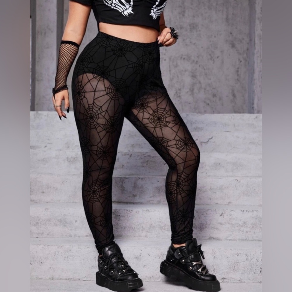 Halloween Gothic Spiderweb Leggings 1XL